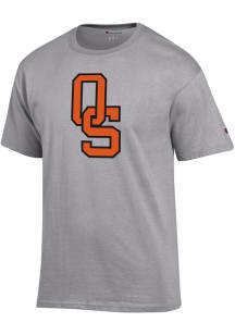 Champion Oklahoma State Cowboys Grey Stacked Initial Short Sleeve T Shirt