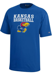 Champion Kansas Jayhawks Youth Blue Basketball Sport Drop Short Sleeve T-Shirt