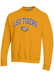 Champion LSU Tigers Mens Gold Arch Mascot Long Sleeve Crew Sweatshirt