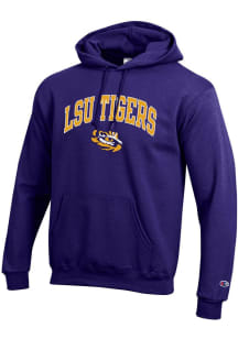 Champion LSU Tigers Mens Purple Arch Mascot Long Sleeve Hoodie