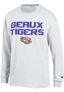 Champion LSU Tigers White Stacked Slogan Long Sleeve T Shirt