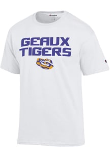 Champion LSU Tigers White Stacked Slogan Short Sleeve T Shirt