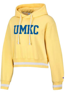 Champion UMKC Roos Womens Yellow Vintage Wash Reverse Weave Crop Hooded Sweatshirt