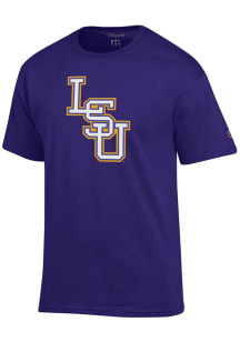 Champion LSU Tigers Purple Interlock Short Sleeve T Shirt