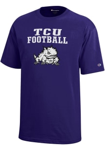 Champion TCU Horned Frogs Youth Purple Football Sport Drop Short Sleeve T-Shirt