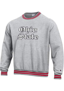 Champion Ohio State Buckeyes Mens Grey Old English Long Sleeve Crew Sweatshirt