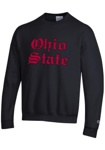 Champion Ohio State Buckeyes Mens Black Old English Long Sleeve Crew Sweatshirt