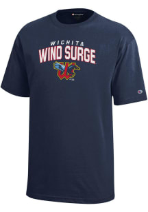 Champion Wichita Wind Surge Youth Navy Blue Wordmark Mascot Short Sleeve T-Shirt
