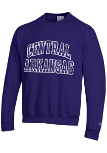 Champion Central Arkansas Bears Mens Purple Twill Arch Name Long Sleeve Crew Sweatshirt