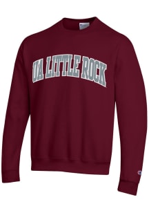 Champion U of A at Little Rock Trojans Mens Maroon Twill Arch Name Long Sleeve Crew Sweatshirt