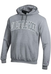 Champion U of A at Little Rock Trojans Mens Grey Twill Arch Name Long Sleeve Hoodie