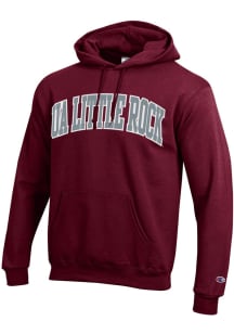 Champion U of A at Little Rock Trojans Mens Maroon Twill Arch Name Long Sleeve Hoodie
