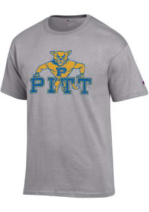 Champion Pitt Panthers Grey Distressed Vault Short Sleeve T Shirt
