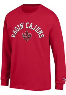 Champion UL Lafayette Ragin' Cajuns Red Arch Mascot Long Sleeve T Shirt