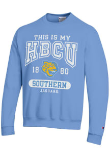 Champion Southern University Jaguars Mens Light Blue HBCU Long Sleeve Crew Sweatshirt