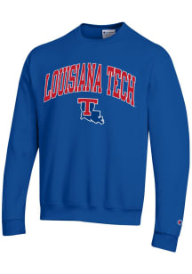 Champion Louisiana Tech Bulldogs Mens Blue Arch Mascot Long Sleeve Crew Sweatshirt