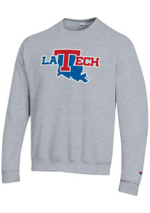 Champion Louisiana Tech Bulldogs Mens Grey Primary Logo Long Sleeve Crew Sweatshirt