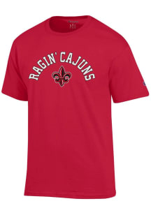 Champion UL Lafayette Ragin' Cajuns Red Arch Mascot Short Sleeve T Shirt