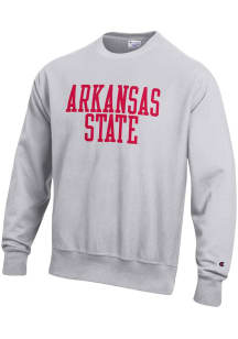 Champion Arkansas State Red Wolves Mens Grey Reverse Weave Arch Name Long Sleeve Crew Sweatshirt