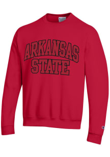 Champion Arkansas State Red Wolves Mens Red Powerblend Twill Arch Name Long Sleeve Crew Sweatshi..