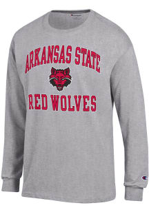 Champion Arkansas State Red Wolves Grey Number One Long Sleeve T Shirt
