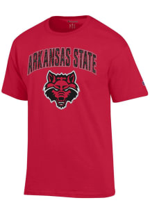 Champion Arkansas State Red Wolves Red Arch Mascot Short Sleeve T Shirt