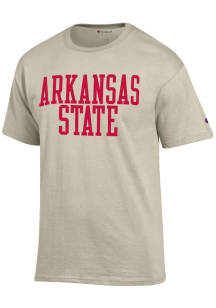 Champion Arkansas State Red Wolves Oatmeal Arch Name Short Sleeve T Shirt