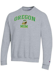 Champion Oregon Ducks Mens Grey Mom Powerblend Long Sleeve Crew Sweatshirt