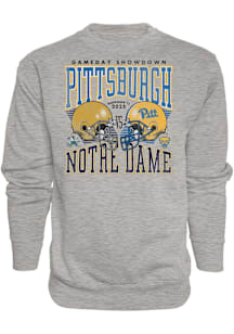 Mens Grey Pitt Panthers Football vs Notre Dame Fighting Irish Crew Sweatshirt