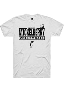 Elliott Mickelberry Cincinnati Bearcats White NIL Stacked Box Short Sleeve Player T Shirt