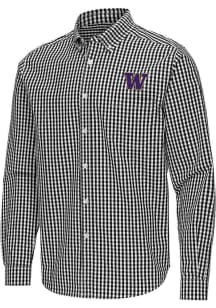 Mens Washington Huskies Black Antigua Ellis Long Sleeve Dress Shirt