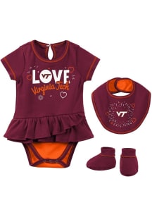 Virginia Tech Hokies Baby Maroon Play Your Best Bib and Bootie Set One Piece