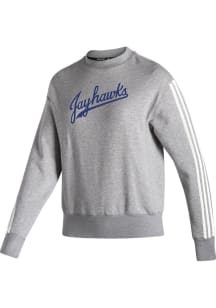 Adidas Kansas Jayhawks Womens Grey Vintage Crew Sweatshirt