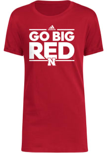 Adidas Nebraska Cornhuskers Youth Red Chant Short Sleeve T-Shirt