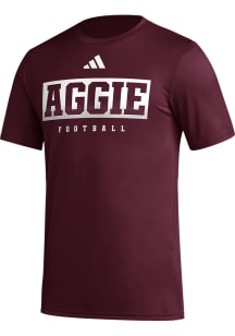 Adidas Texas A&amp;M Aggies Maroon Football Locker Practice Pregame Short Sleeve T Shirt