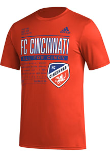Adidas FC Cincinnati Orange PREGAME CLUB DNA Short Sleeve T Shirt