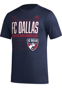 Adidas FC Dallas Navy Blue PREGAME CLUB DNA Short Sleeve T Shirt
