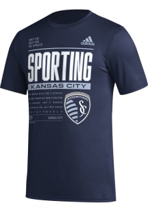 Adidas Sporting Kansas City Navy Blue PREGAME CLUB DNA Short Sleeve T Shirt