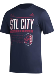 Adidas St Louis City SC Navy Blue PREGAME CLUB DNA Short Sleeve T Shirt