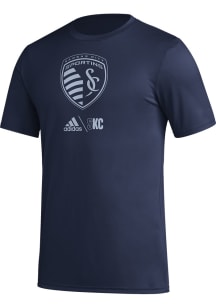 Adidas Sporting Kansas City Navy Blue PREGAME CLUB ICON Short Sleeve T Shirt