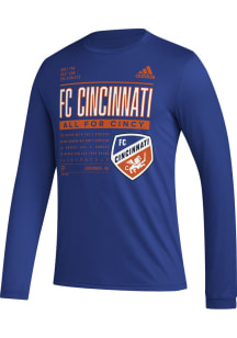 Adidas FC Cincinnati Blue PREGAME CLUB DNA Long Sleeve T-Shirt