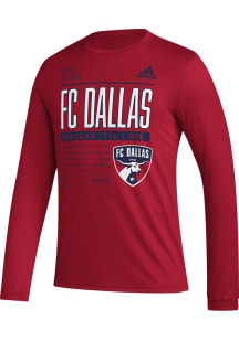 Adidas FC Dallas Red PREGAME CLUB DNA Long Sleeve T-Shirt
