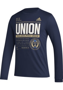Adidas Philadelphia Union Navy Blue PREGAME CLUB DNA Long Sleeve T-Shirt