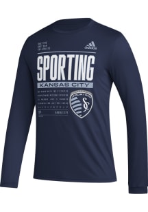 Adidas Sporting Kansas City Navy Blue PREGAME CLUB DNA Long Sleeve T-Shirt
