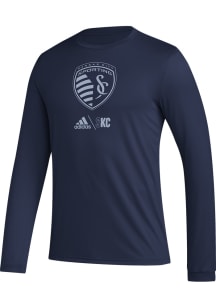 Adidas Sporting Kansas City Navy Blue PREGAME CLUB ICON Long Sleeve T-Shirt