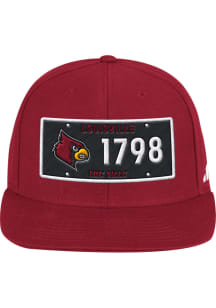 Adidas Louisville Cardinals Red Plate Flat Brim Mens Snapback Hat