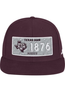 Adidas Texas A&amp;M Aggies Maroon Plate Flat Brim Mens Snapback Hat