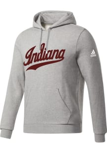 Adidas Indiana Hoosiers Mens Grey Alt Team Logo Long Sleeve Hoodie