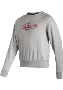 Adidas Indiana Hoosiers Mens Grey Alt Team Logo Long Sleeve Crew Sweatshirt