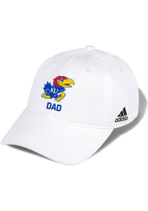 Adidas Kansas Jayhawks Dad Washed Slouch Adjustable Hat - White